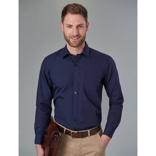 Brook Taverner Mens Long Sleeve Navy Rapino Shirt p_ba148
