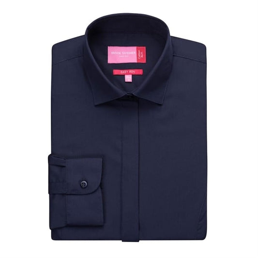 Brook Taverner Ladies Long Sleeve Navy Parma Shirt p_ba149
