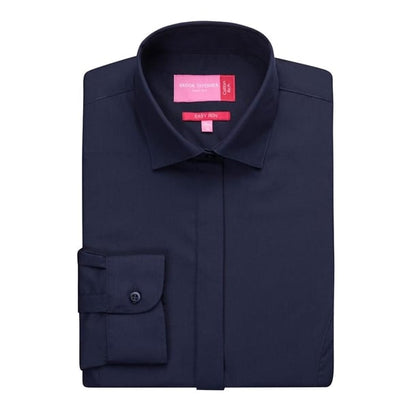 Brook Taverner Ladies Long Sleeve Navy Parma Shirt p_ba149