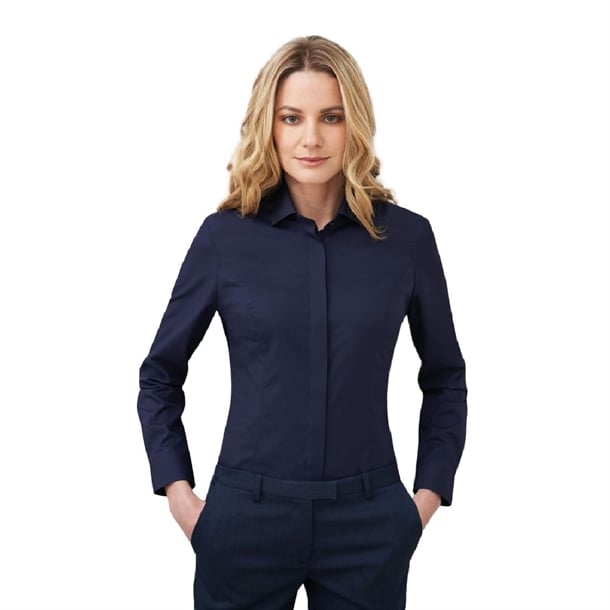 Brook Taverner Ladies Long Sleeve Navy Parma Shirt p_ba149
