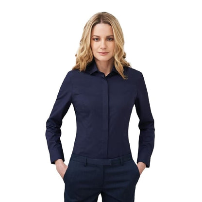 Brook Taverner Ladies Long Sleeve Navy Parma Shirt p_ba149