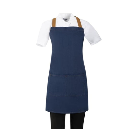 Southside Denim Short Cross-Back Bib Apron Blue ba159
