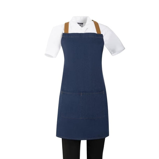 Southside Denim Short Cross-Back Bib Apron Blue ba159