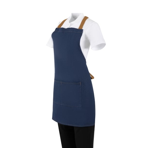 Southside Denim Short Cross-Back Bib Apron Blue ba159