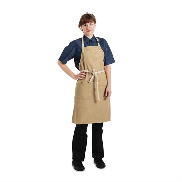 Chef Works Urban Austin Denim Bib Apron Natural bb007