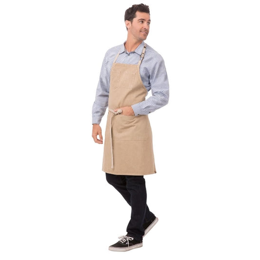 Chef Works Urban Austin Denim Bib Apron Natural bb007