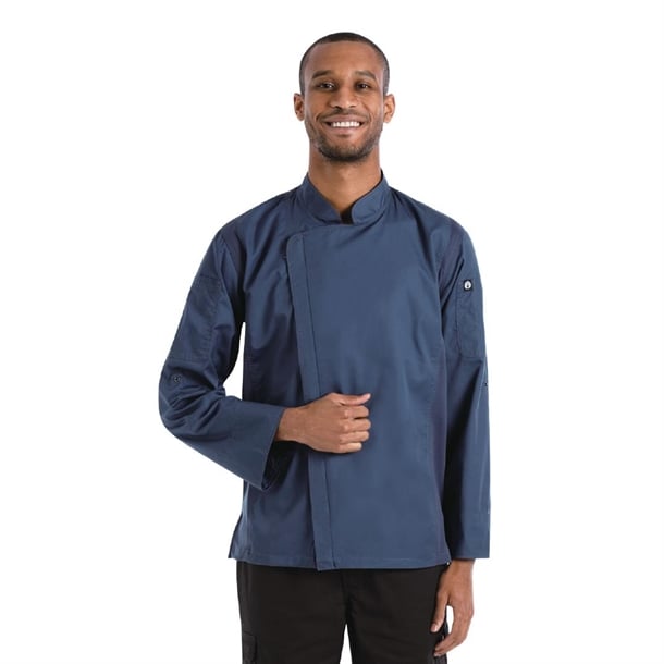 Chef Works Hartford Unisex Chef Jacket Blue p_bb084