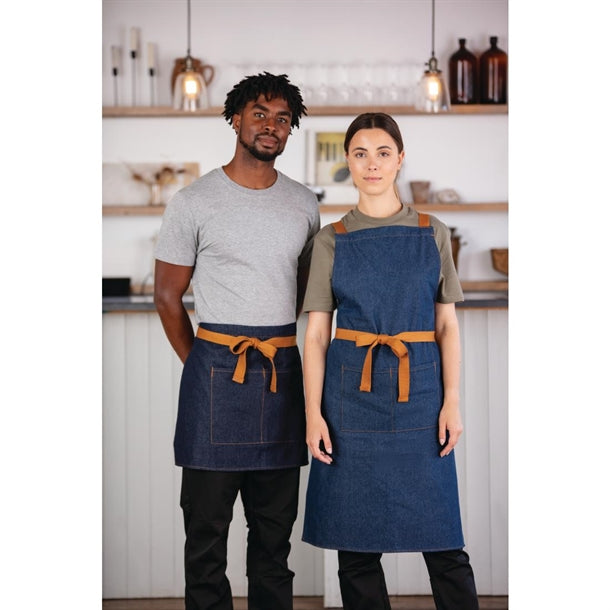Southside Denim Cross-Back Bib Apron Blue b984