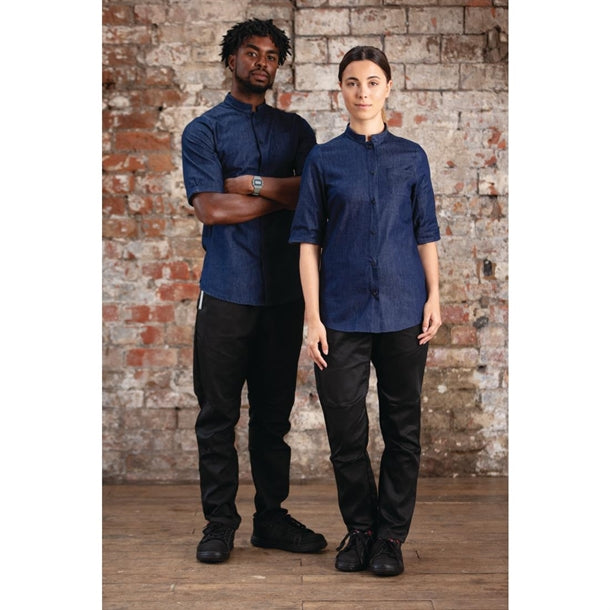 Southside NY Queens Womens Denim Lightweight Chef Shirt p_ba003