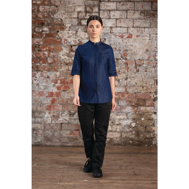 Southside NY Queens Womens Denim Lightweight Chef Shirt p_ba003