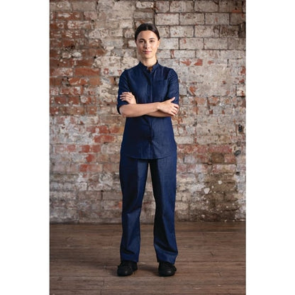 Southside NY Queens Womens Denim Lightweight Chefs Shirt Size L ba003-l