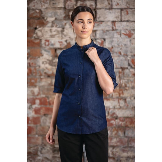 Southside NY Queens Womens Denim Lightweight Chef Shirt p_ba003