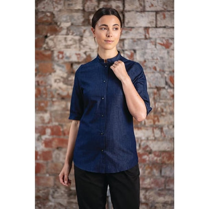 Southside NY Queens Womens Denim Lightweight Chefs Shirt Size L ba003-l
