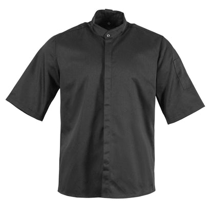 Southside Band Collar Unisex Chef Jacket Black p_bb711