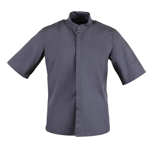 Southside Band Collar Unisex Chef Jacket Charcoal p_bb712
