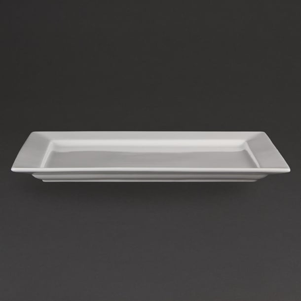 Olympia Whiteware Wide Rim Rectangular Platter 400x295mm c362