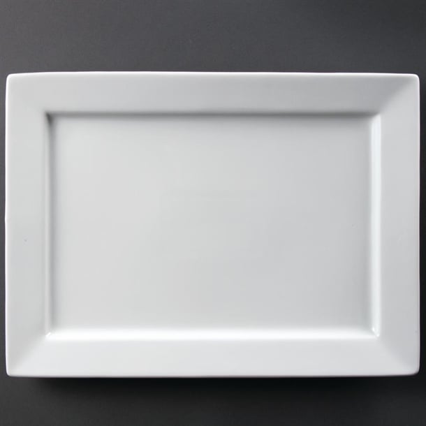 Olympia Whiteware Wide Rim Rectangular Platter 400x295mm c362