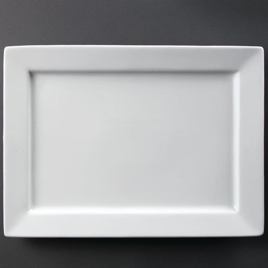 Olympia Whiteware Wide Rim Rectangular Platter 400x295mm c362