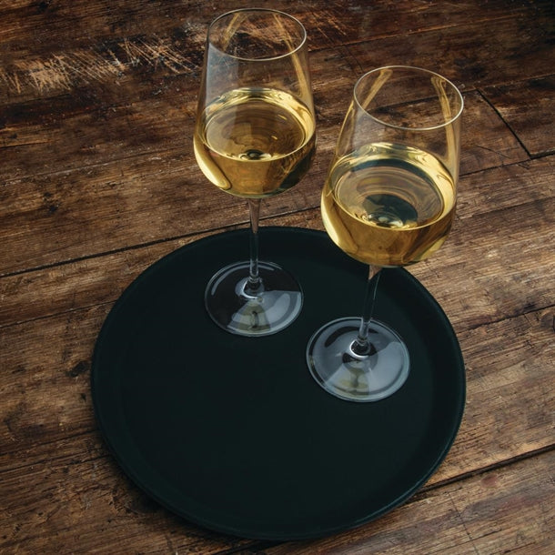 Olympia Kristallon Polypropylene Round Non-Slip Tray Black p_c556