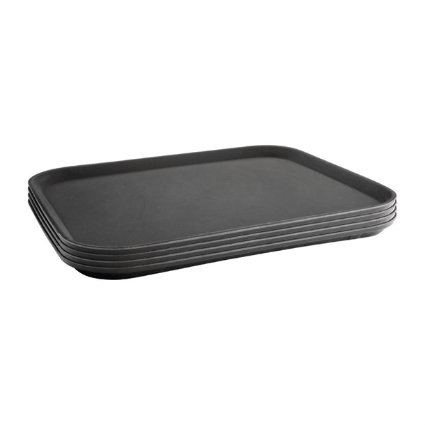 Olympia Kristallon Polypropylene Rectangular Non-Slip Tray Black p_c559