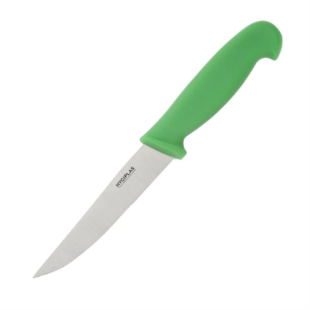 Hygiplas Serrated Vegetable Knife Green 10.5cm c862