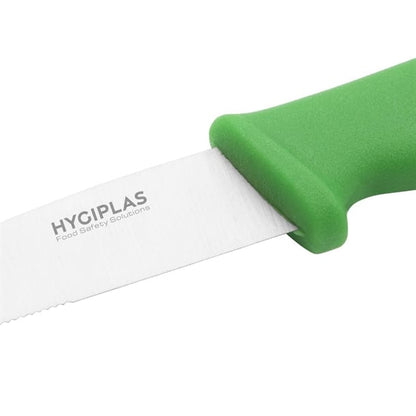 Hygiplas Serrated Vegetable Knife Green 10.5cm c862
