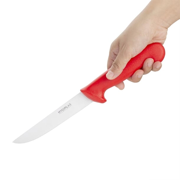 Hygiplas Stiff Blade Boning Knife Red 15cm c890
