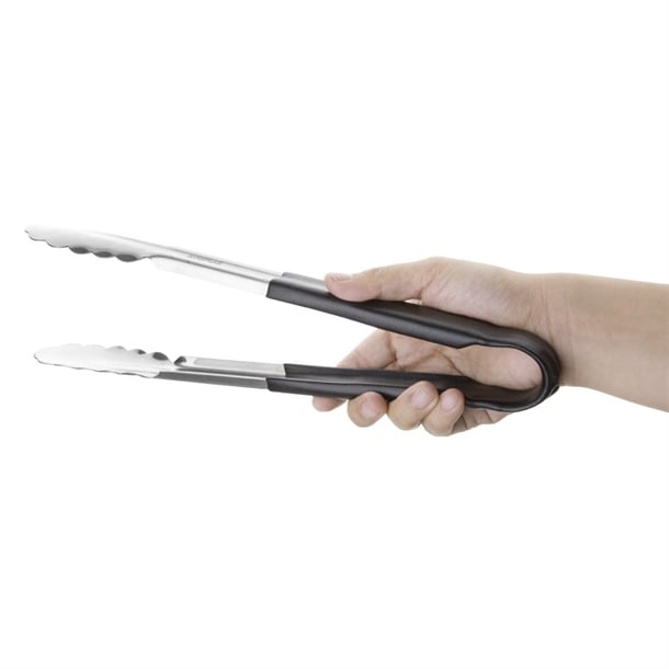 Hygiplas Colour Coded Black Serving Tongs 300mm cb153