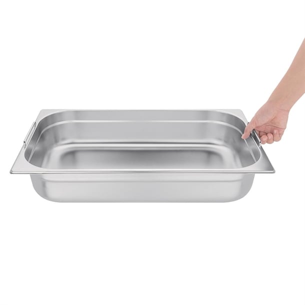 Vogue Stainless Steel 1/1 Gastronorm Tray With Handles 100mm cb179