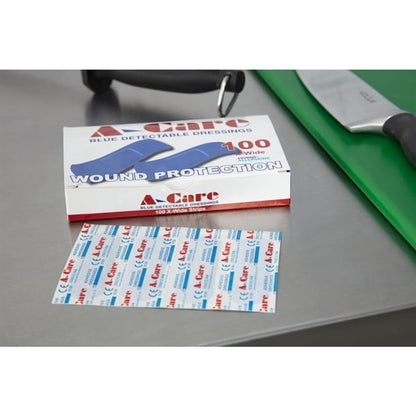 A-care detectable blue plasters extra wide strip 75X25MM (100 Pack) cb442