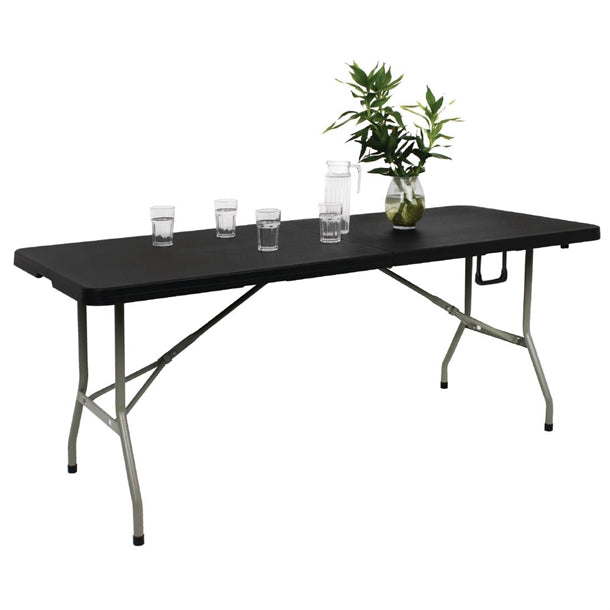 Bolero Rectangular Centre Folding Table 6ft Black hz169