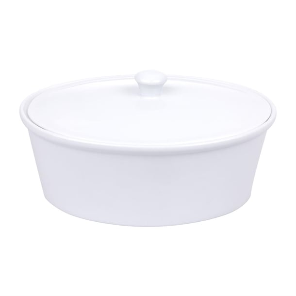 Olympia Whiteware Oval Casserole Dish with Lid 2.2Ltr cb712