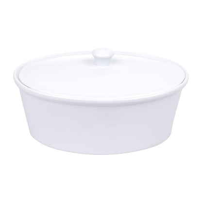 Olympia Whiteware Oval Casserole Dish with Lid 2.2Ltr cb712