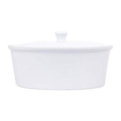 Olympia Whiteware Oval Casserole Dish with Lid 2.2Ltr cb712