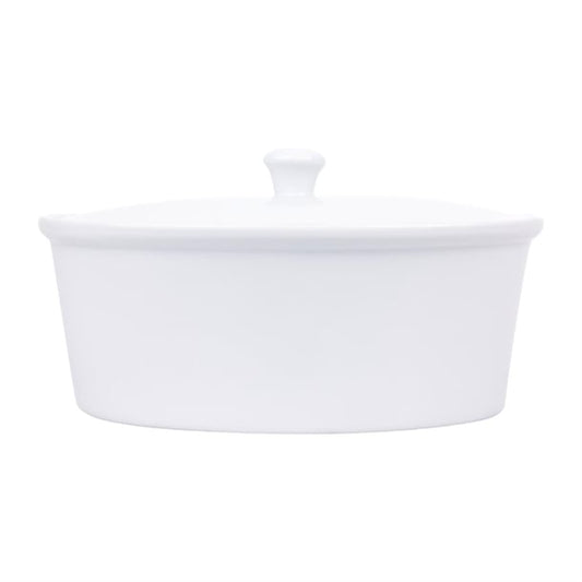 Olympia Whiteware Oval Casserole Dish with Lid 2.2Ltr cb712
