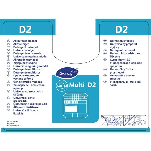 Suma D2 Multi-Purpose Cleaner Refill Bottles 750ml (2 Pack) cc115