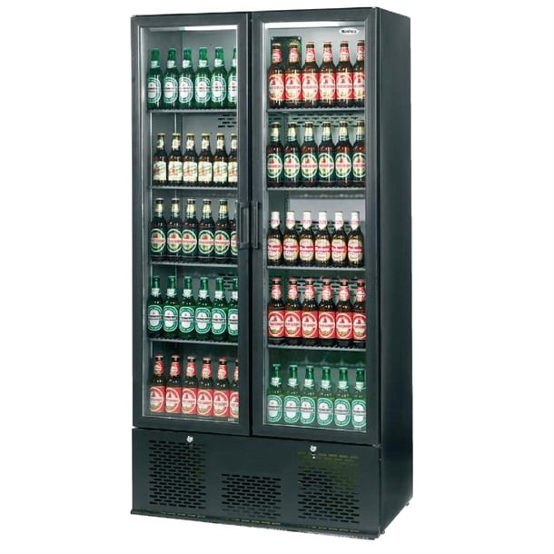 Infrico Upright Back Bar Cooler with Hinged Doors in Black ZX20 cc607
