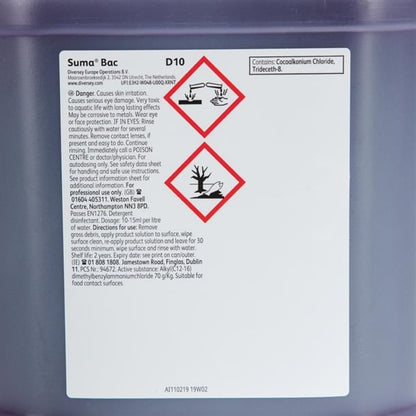 Suma Bac D10 Cleaner and Sanitiser Concentrate 5Ltr (2 Pack) cd517