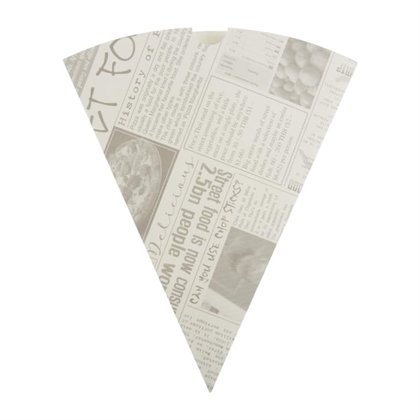Colpac Biodegradable Newspaper Print Paper Chip Cones 183mm (1000 Pack) ce230