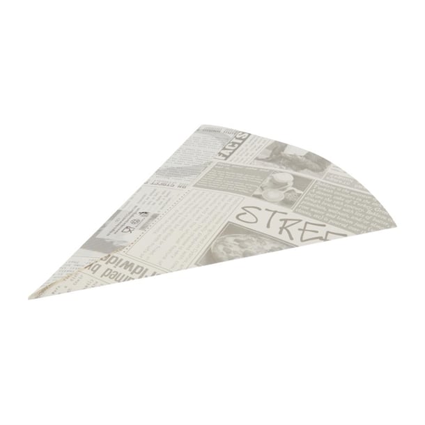Colpac Biodegradable Newspaper Print Paper Chip Cones 183mm (1000 Pack) ce230