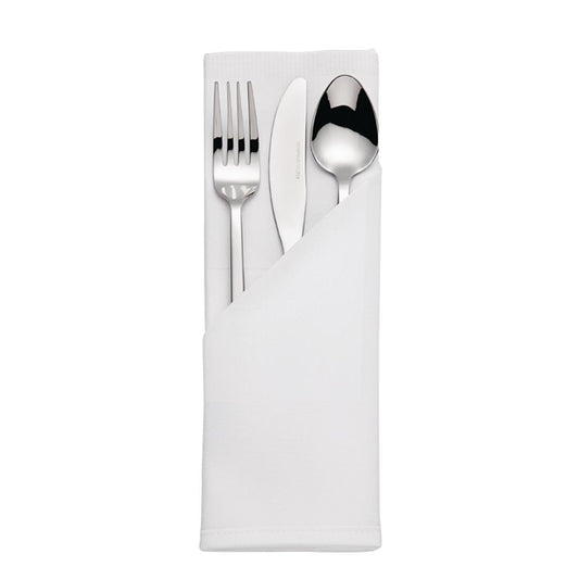 Mitre Luxury Satin Band Napkins Cotton White (10 Pack) hb559