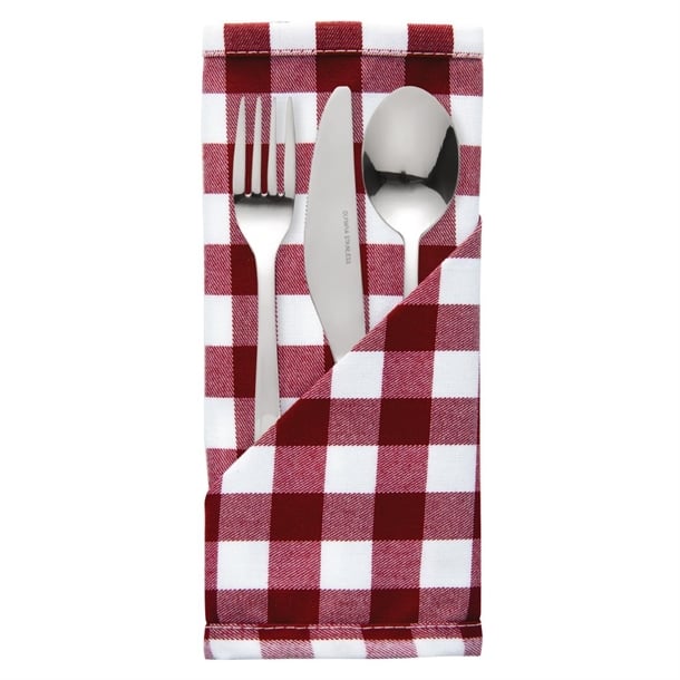 Gingham Polyester Napkins Red Check (10 Pack) hb580