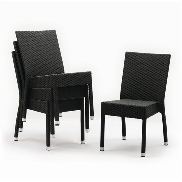 Bolero PE Wicker Side Chairs Charcoal (4 Pack) cf159