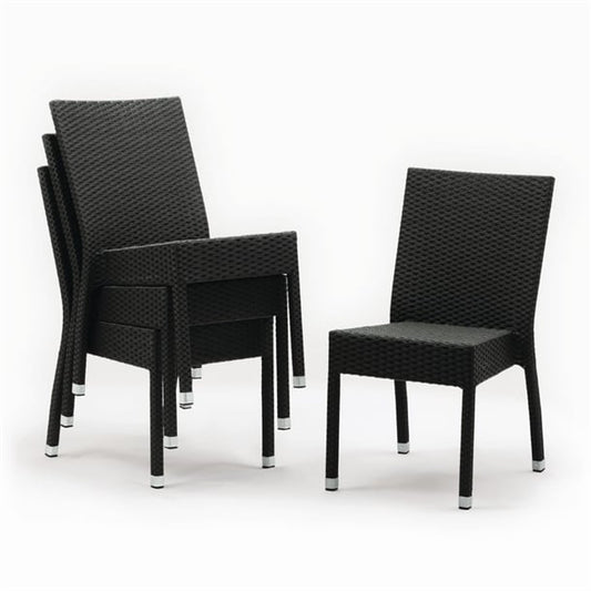 Bolero PE Wicker Side Chairs Charcoal (4 Pack) cf159