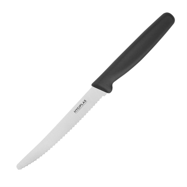 Hygiplas Serrated Tomato Knife Black 10.5cm cf897