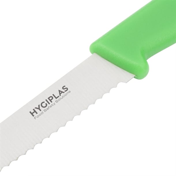 Hygiplas Serrated Tomato Knife Green 10.5cm cf898