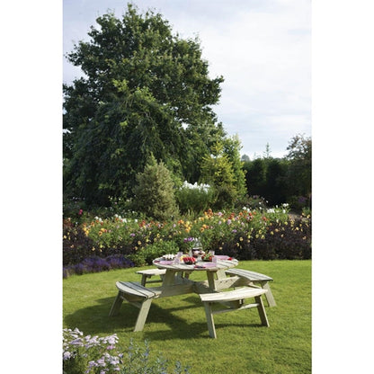 Rowlinson Round Wooden Picnic Table 6.5ft cg097