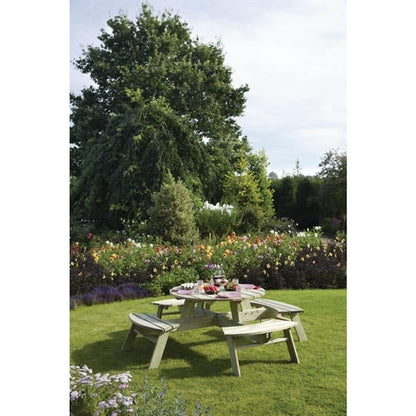 Rowlinson Round Wooden Picnic Table 6.5ft cg097