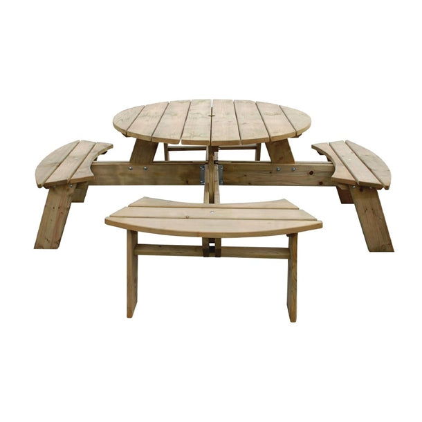 Rowlinson Round Wooden Picnic Table 6.5ft cg097
