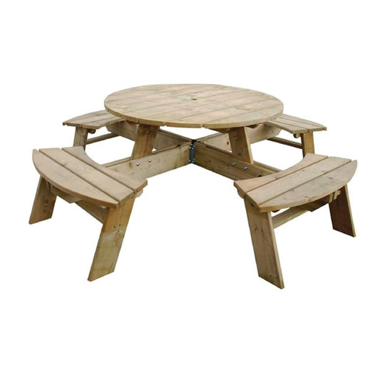 Rowlinson Round Wooden Picnic Table 6.5ft cg097